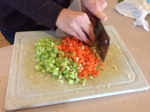 Celery, carrot, garlic chopped CSA Independence